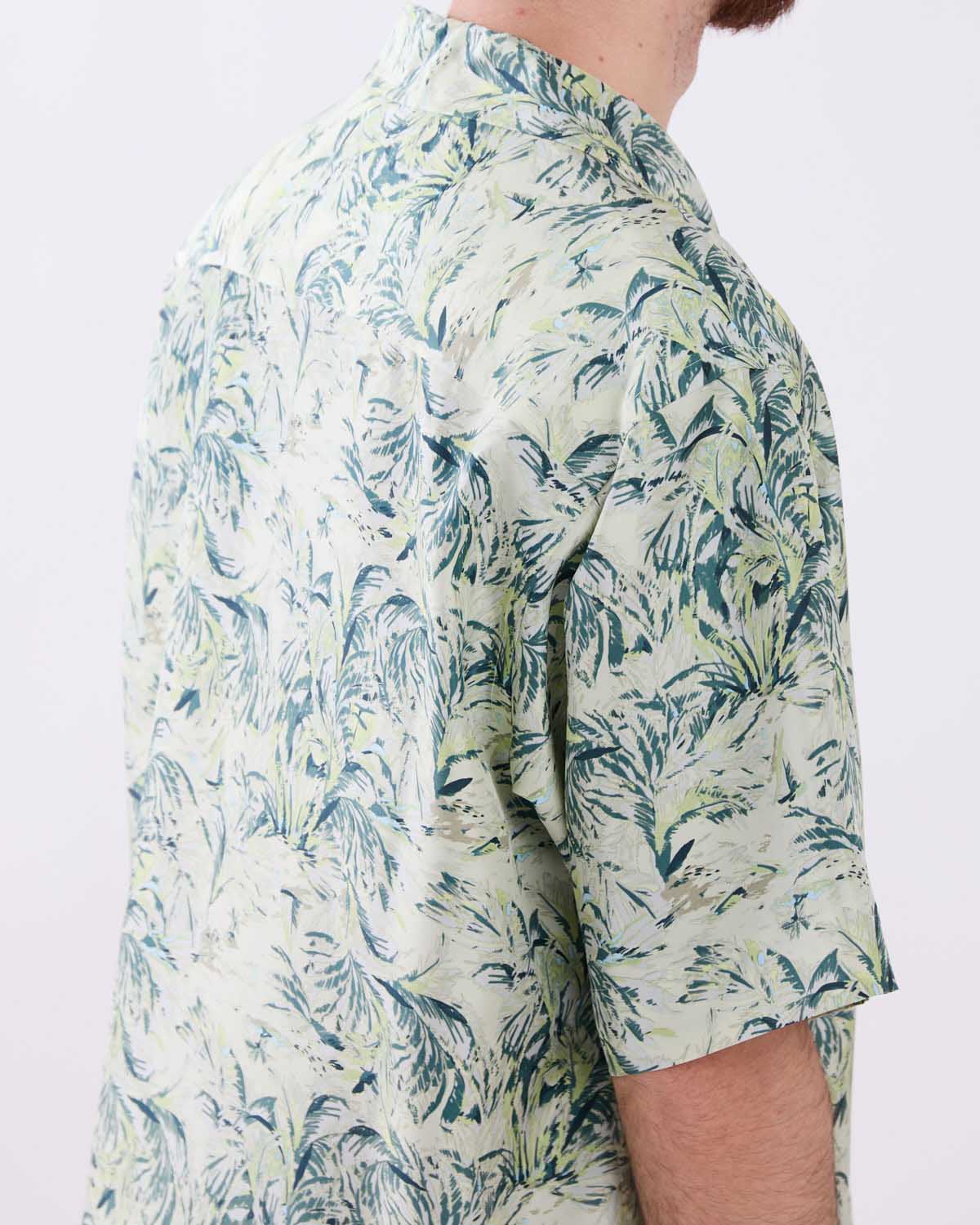 PRINTED AIRY SILK HALF-SLEEVED SHIRT