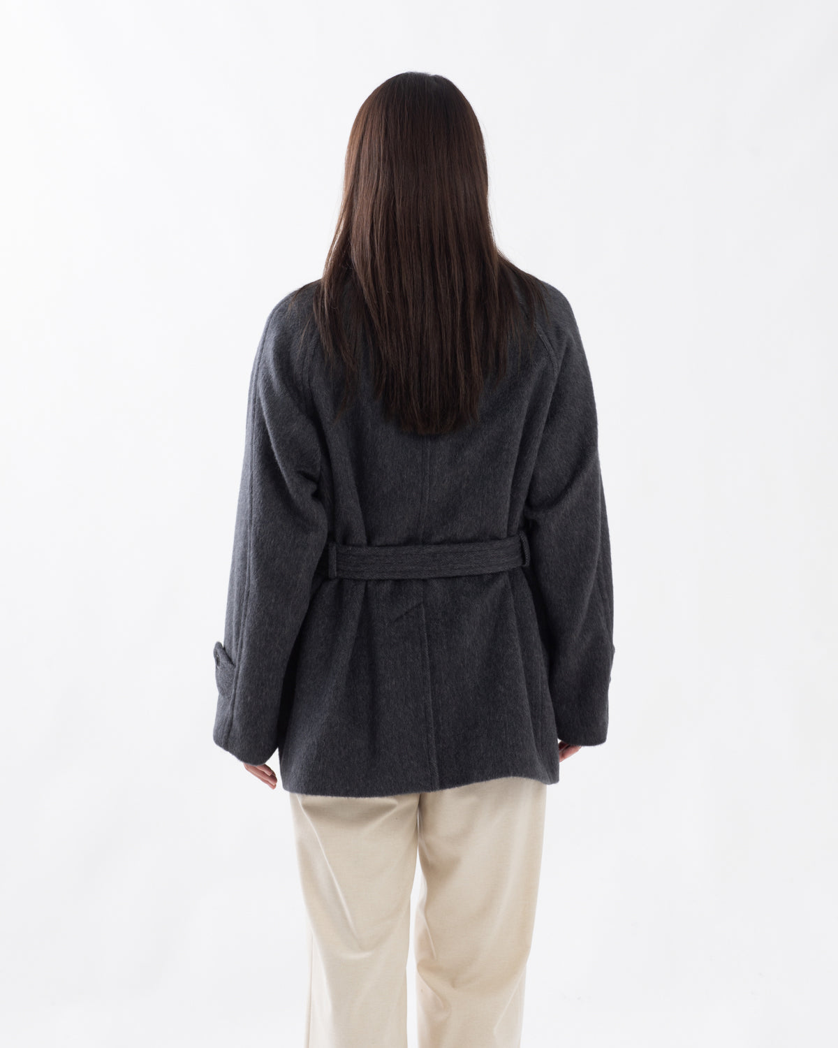 HAIRY WOOL MOHAIR CHAMBRAY SOUTIEN COLLAR COAT