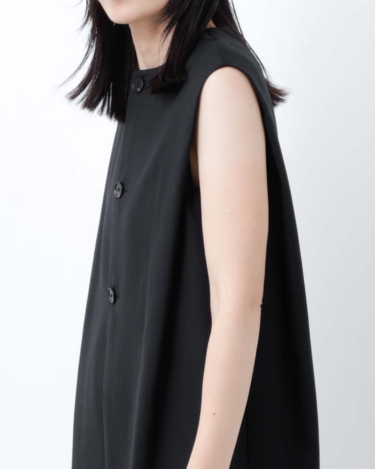 STRUCTURED WOOL DOUBLE CLOTH SLEEVELESS DRESS