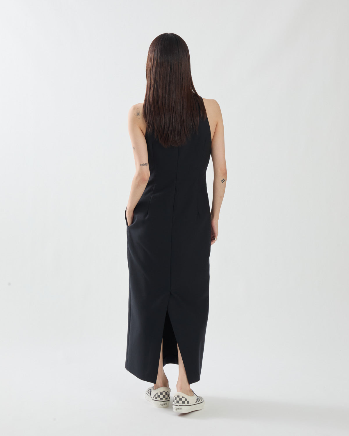 TENSE WOOL DOUBLE CLOTH SLEEVELESS DRESS