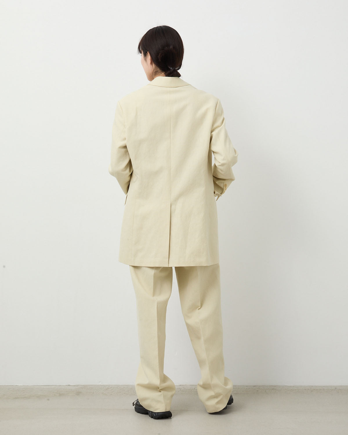 WOOL COTTON LINEN OX ONE-TUCK SLACKS (WOMEN'S)