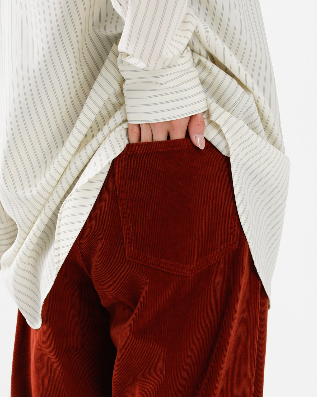 GARMENT-DYED FINX CORDUROY 5P WIDE PANTS (WOMEN'S)