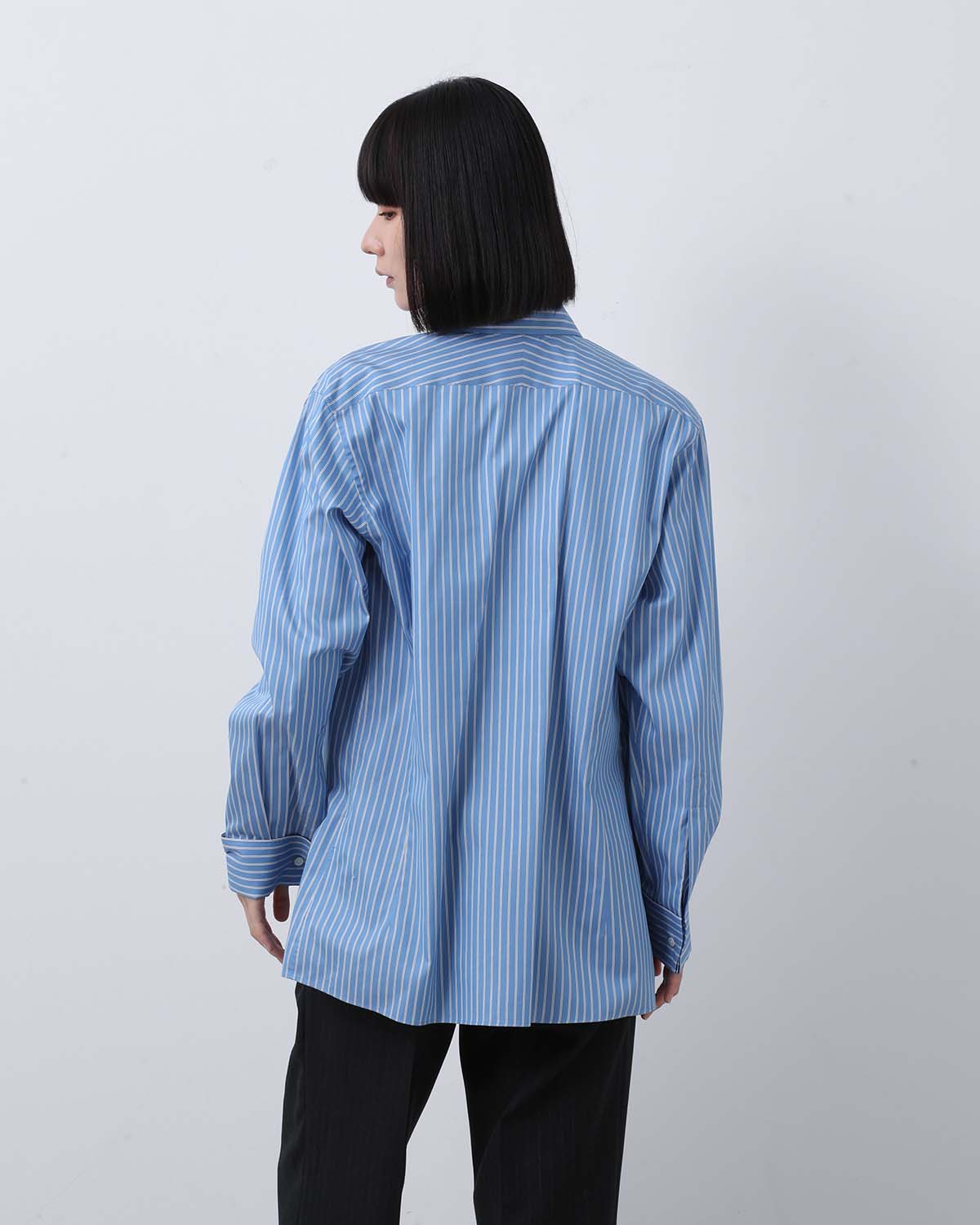 COTTON SILK STRIPE DOUBLE-CUFF SHIRT (WOMEN'S)