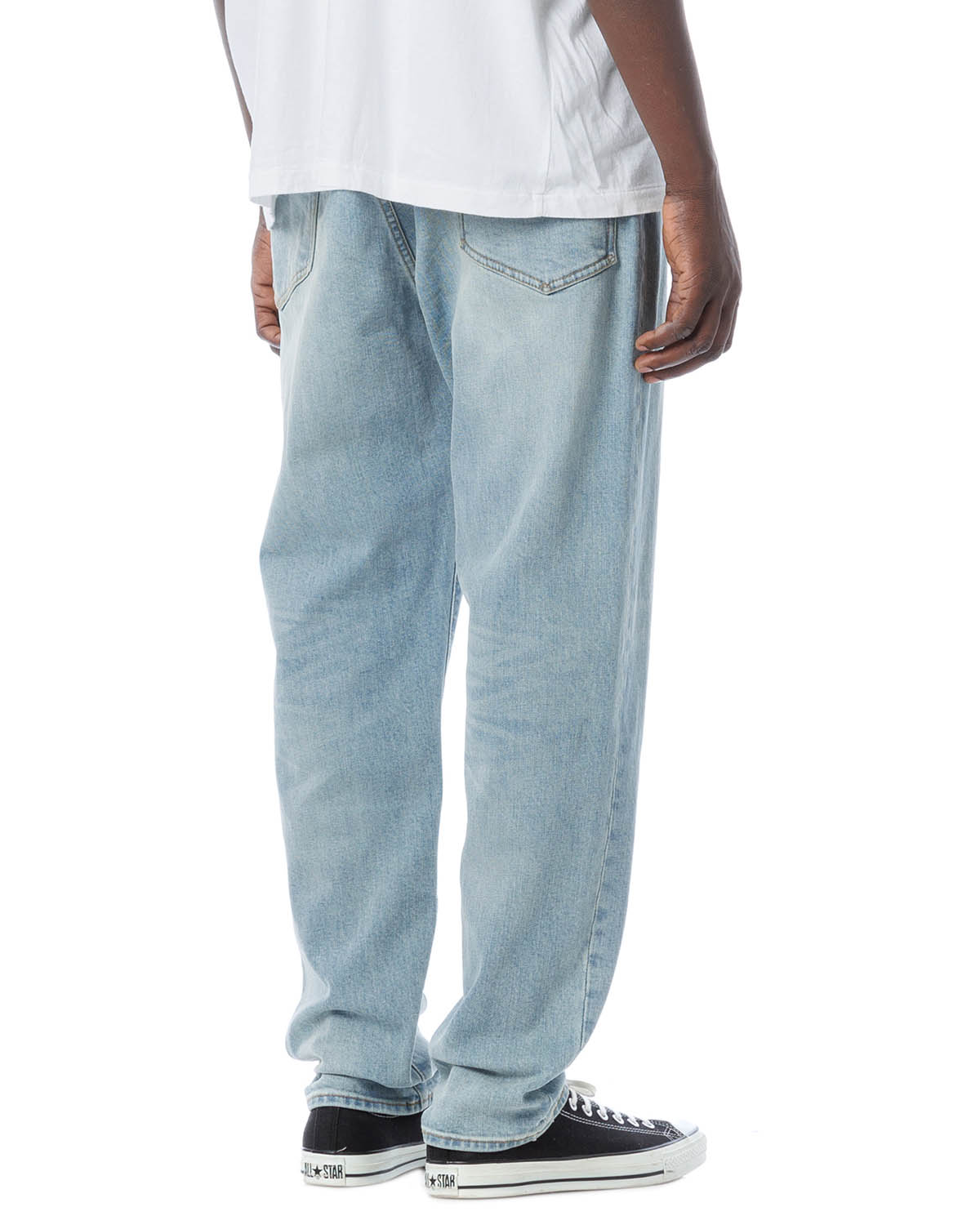 DAMAGED DENIM PANTS - STRETCH EASY FIT TAPERED