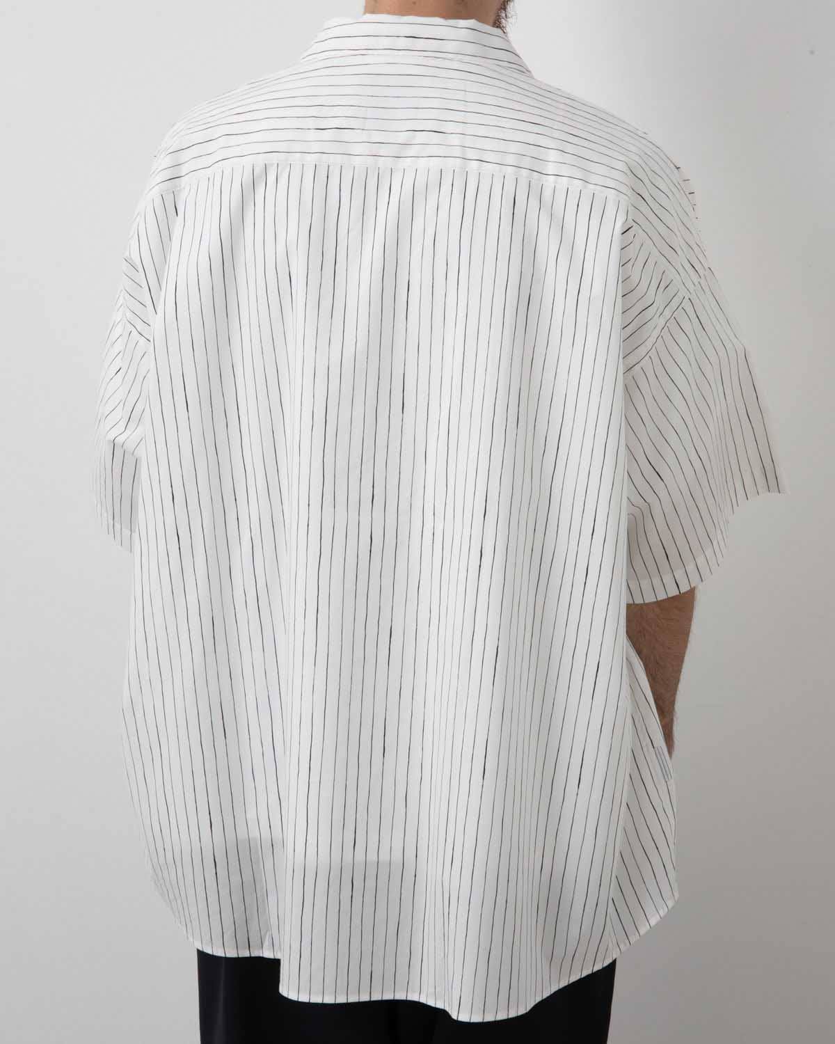 COTTON STRIPE OPEN COLLAR SS SHIRT