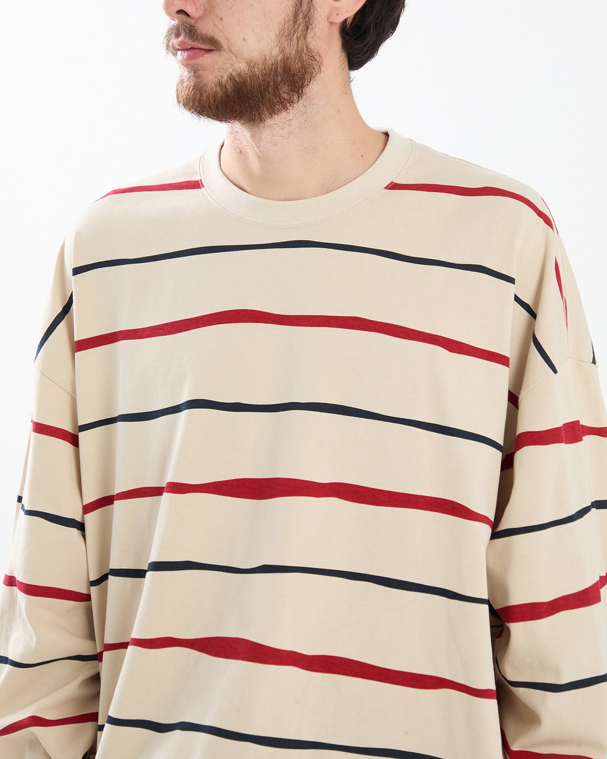 SUPER BIG STRIPE LS TEE (W/DRAWSTRINGS)