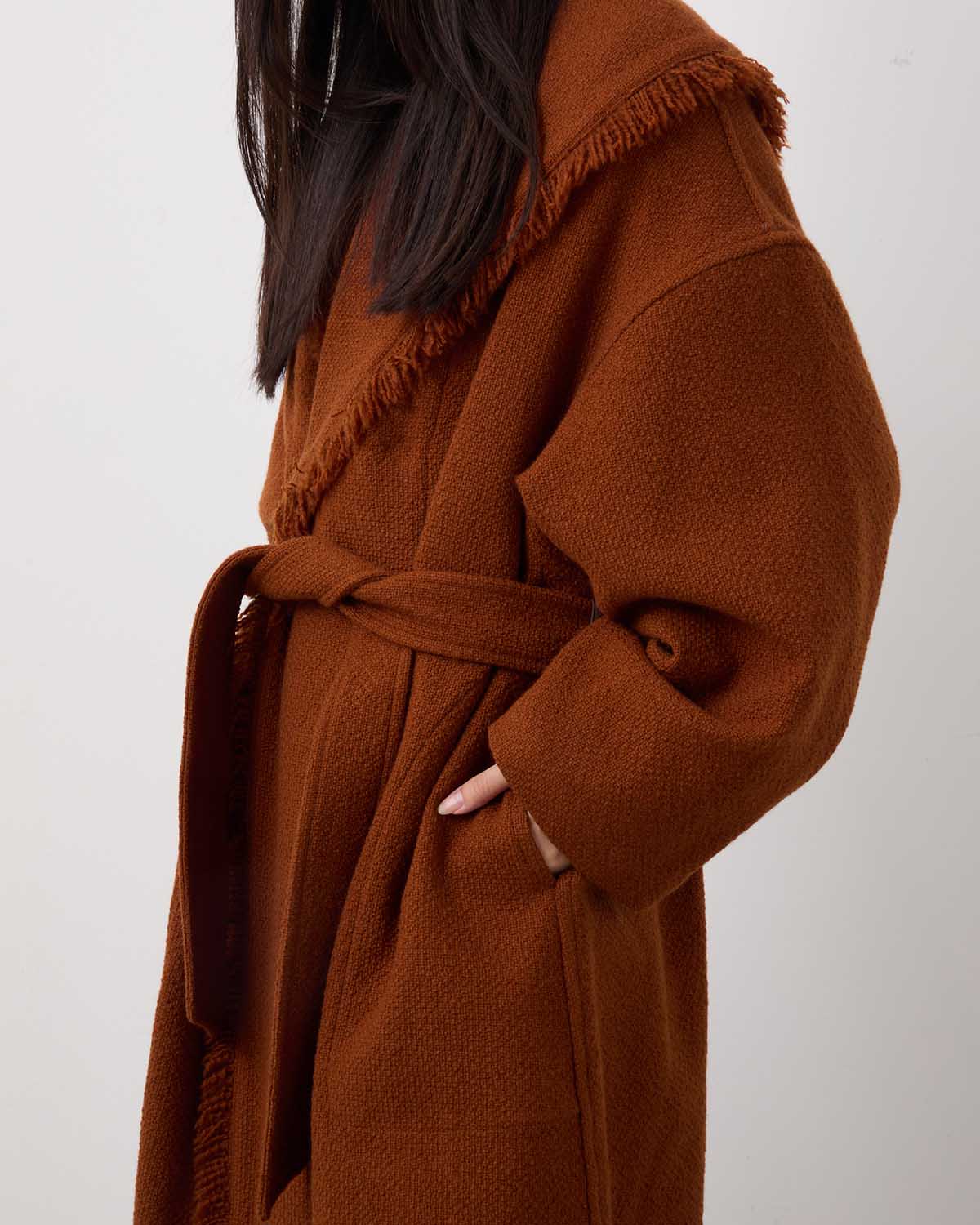 WOOL HAIRLINE ROBE COAT