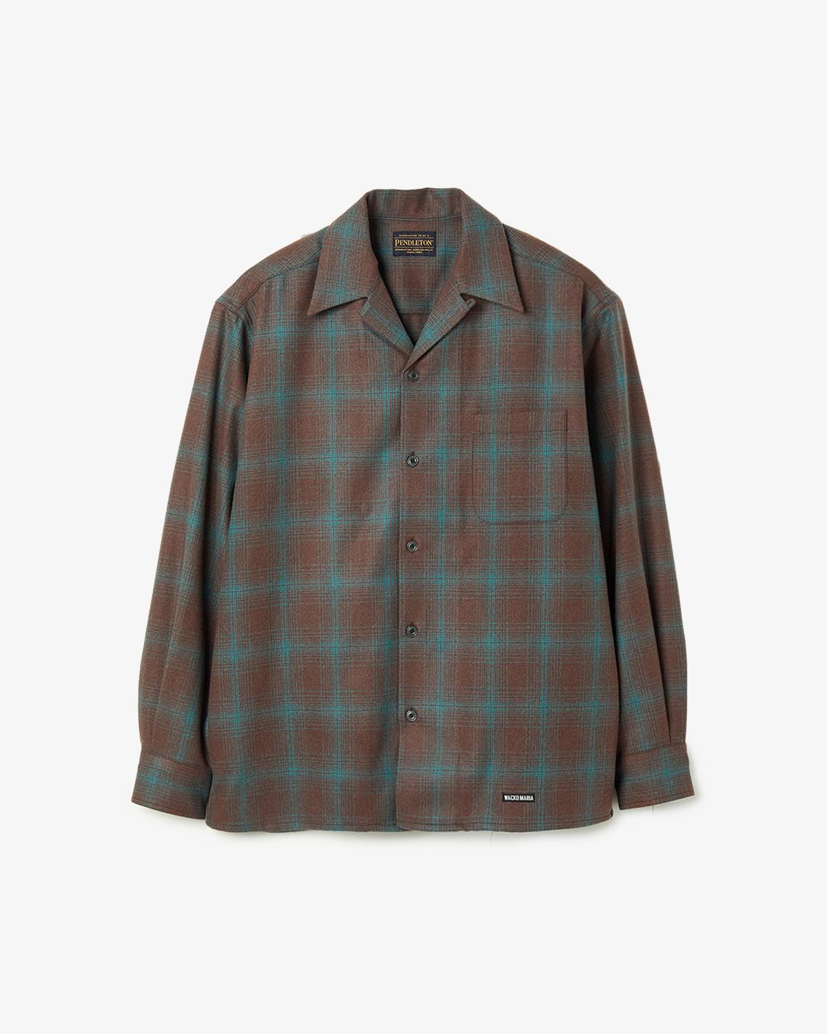 PENDLETON WOOL OMBRE CHECK OPEN COLLAR SHIRT L/S ( TYPE-3