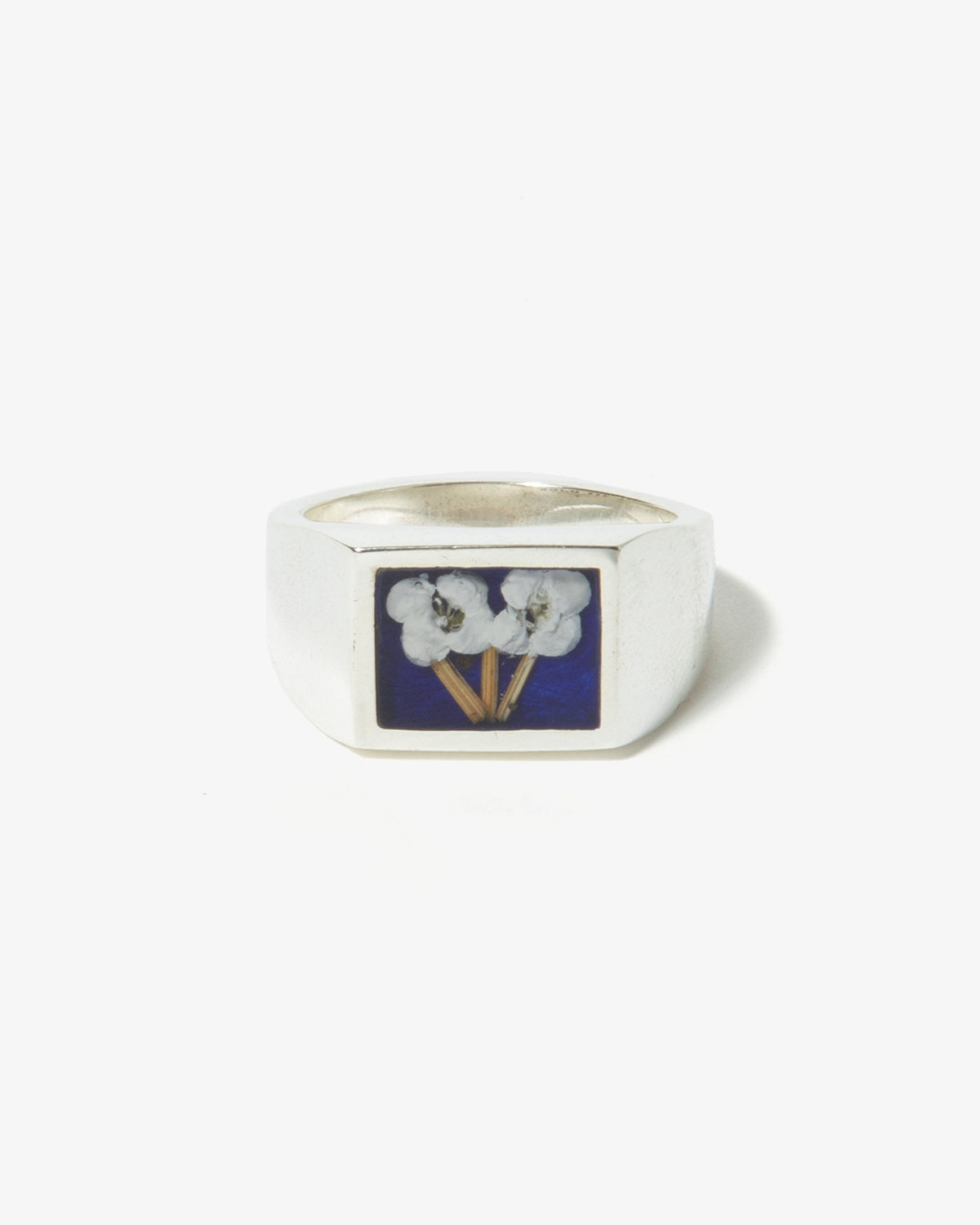 SIGNET RING WITH FLOWER / BLUE