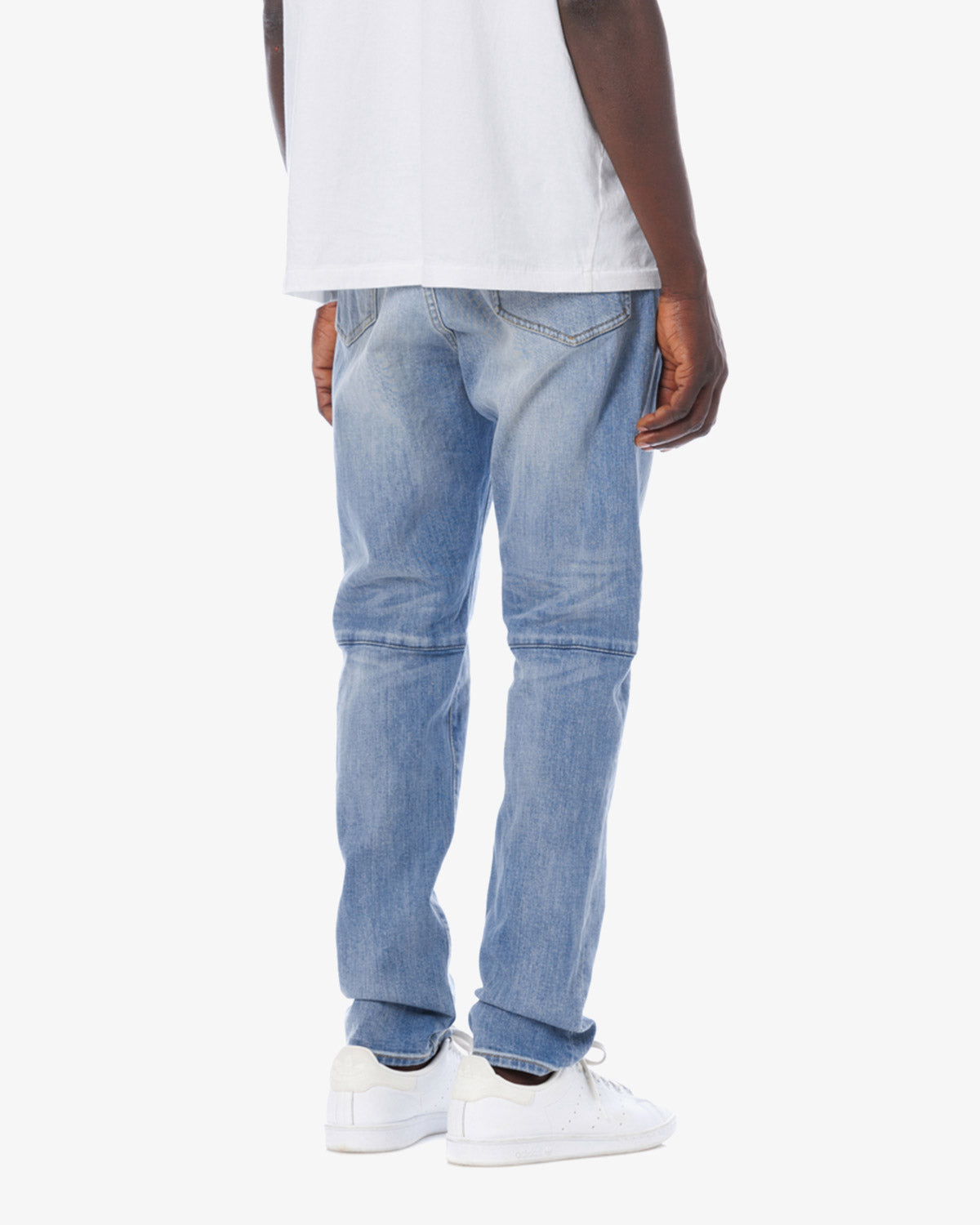 DAMAGED DENIM PANTS - STRETCH SLIM TAPERED