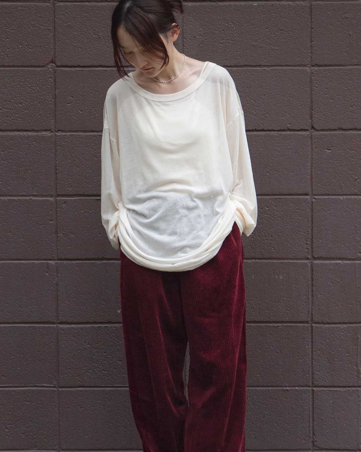 SHEER GEORGETTE COTTON CREWNECK PULLOVER