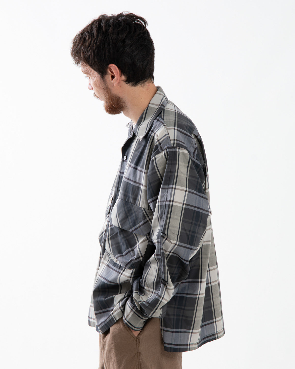 TECH SPORTS OPEN COLLAR SHIRT L/S BIG TARTAN