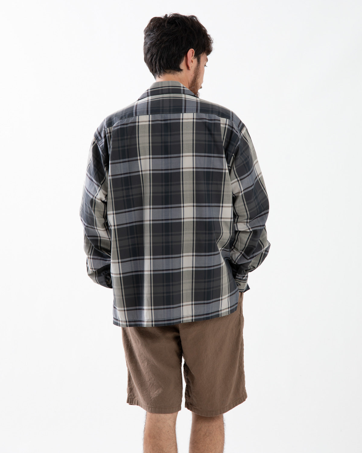 TECH SPORTS OPEN COLLAR SHIRT L/S BIG TARTAN