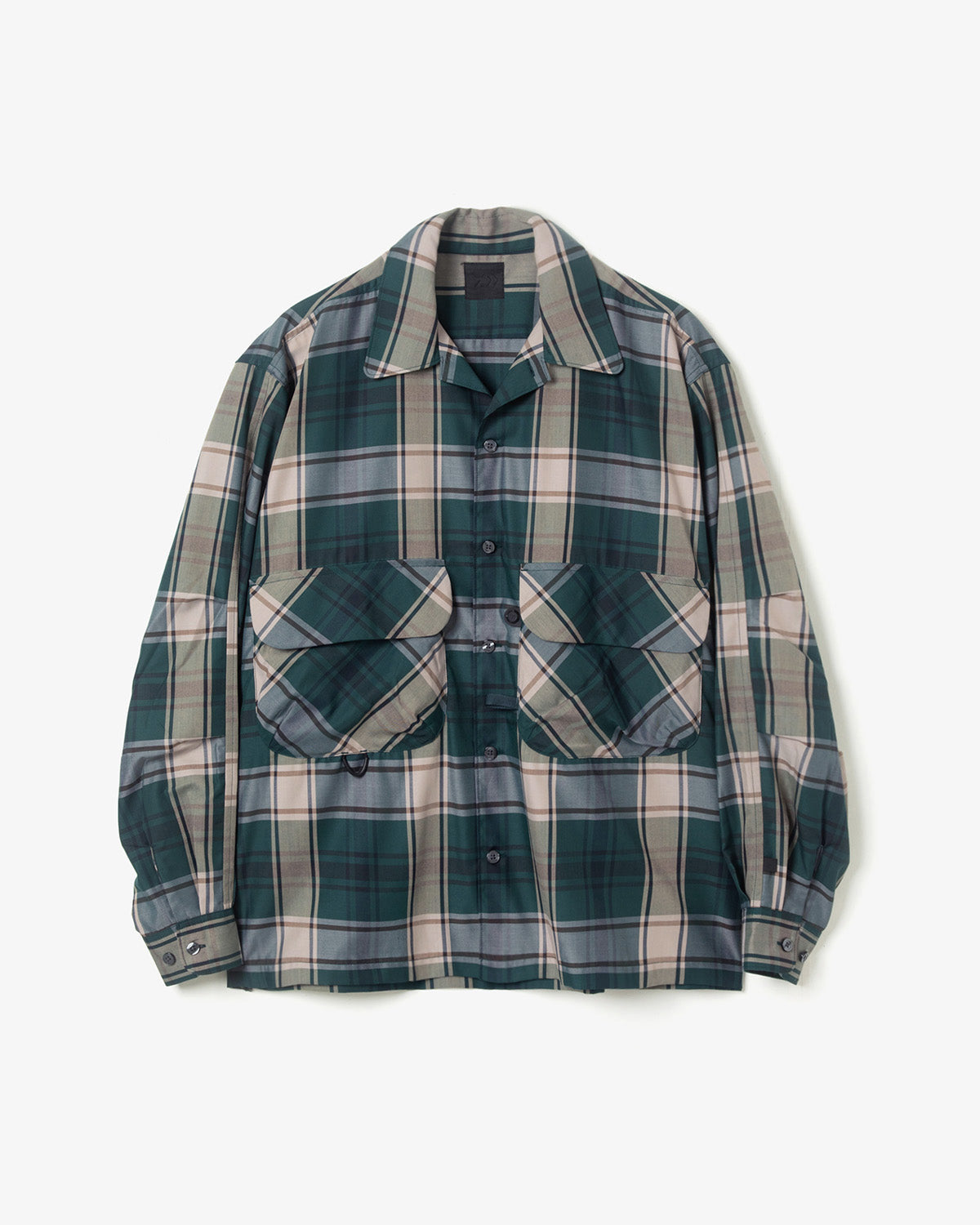 TECH SPORTS OPEN COLLAR SHIRT L/S BIG TARTAN