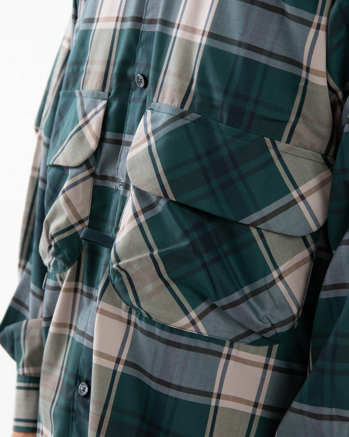 TECH SPORTS OPEN COLLAR SHIRT L/S BIG TARTAN