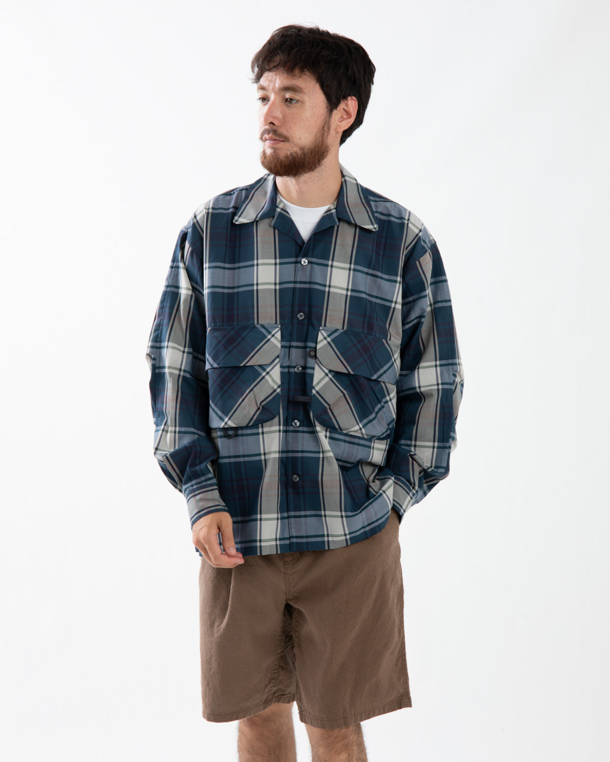 TECH SPORTS OPEN COLLAR SHIRT L/S BIG TARTAN