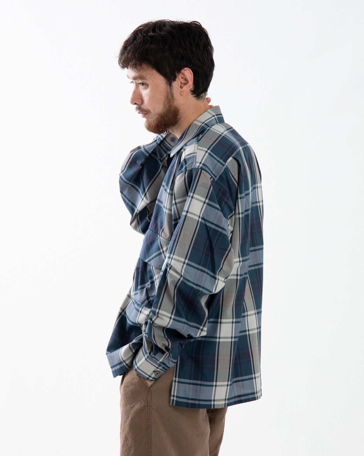 TECH SPORTS OPEN COLLAR SHIRT L/S BIG TARTAN