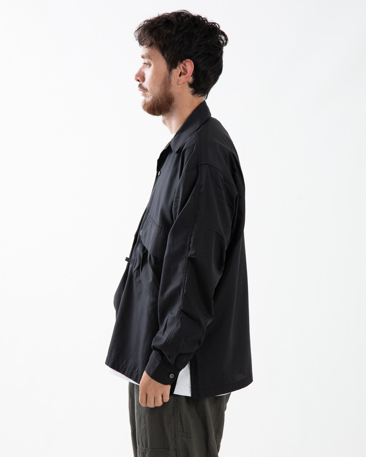 TECH SPORTS OPEN COLLAR SHIRT L/S SOLID