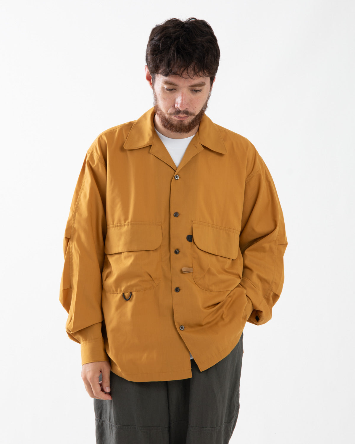 TECH SPORTS OPEN COLLAR SHIRT L/S SOLID