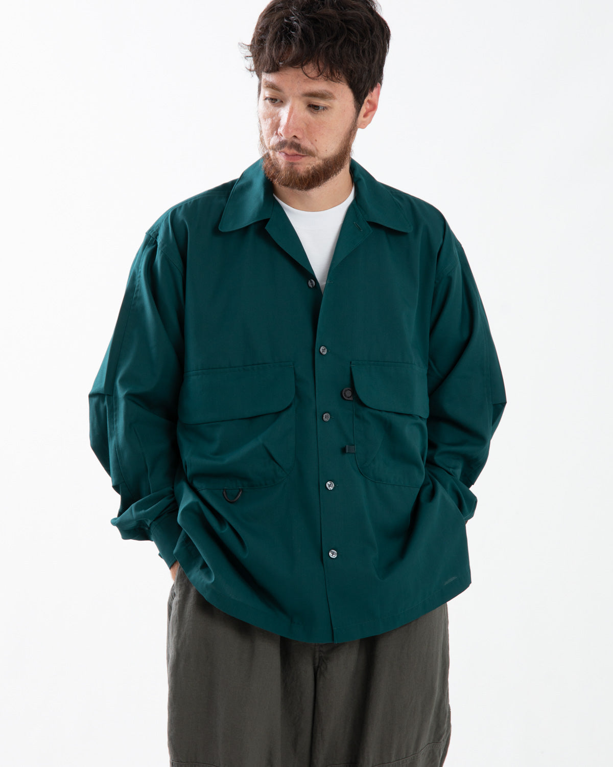 TECH SPORTS OPEN COLLAR SHIRT L/S SOLID