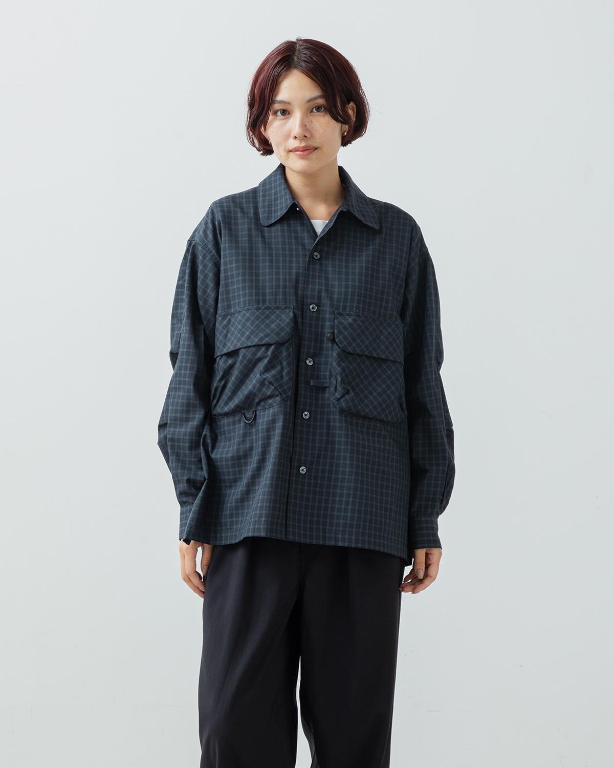 W's TECH SPORTS OPEN COLLAR SHIRT L/S PLAID