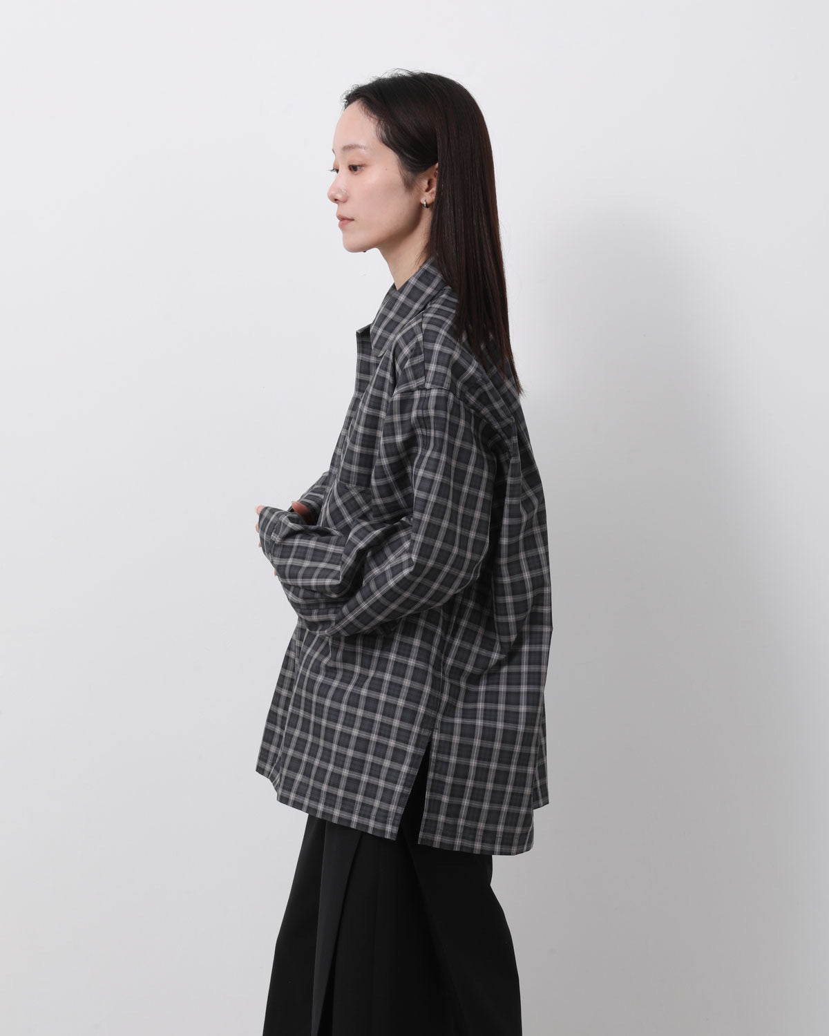 W's TECH SPORTS OPEN COLLAR SHIRT L/S GREN PLAID