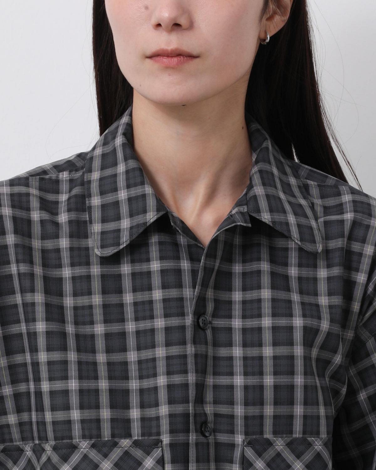 W's TECH SPORTS OPEN COLLAR SHIRT L/S GREN PLAID