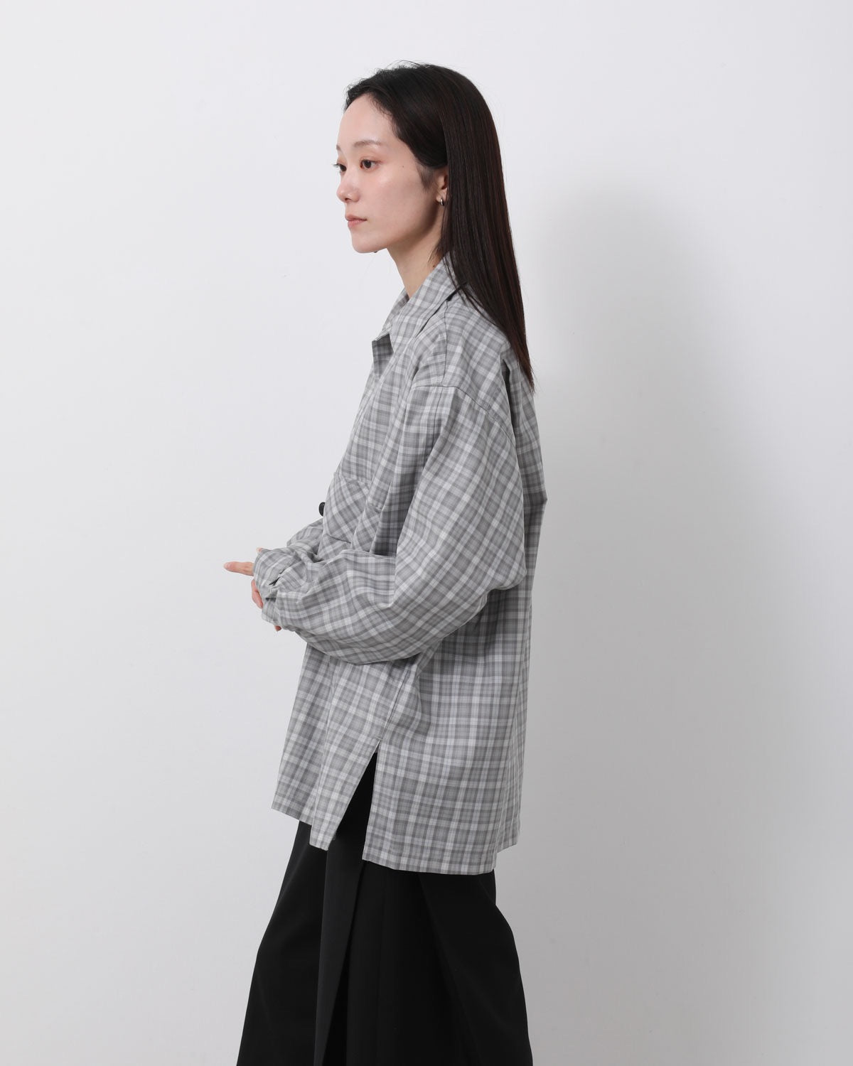 W's TECH SPORTS OPEN COLLAR SHIRT L/S GREN PLAID