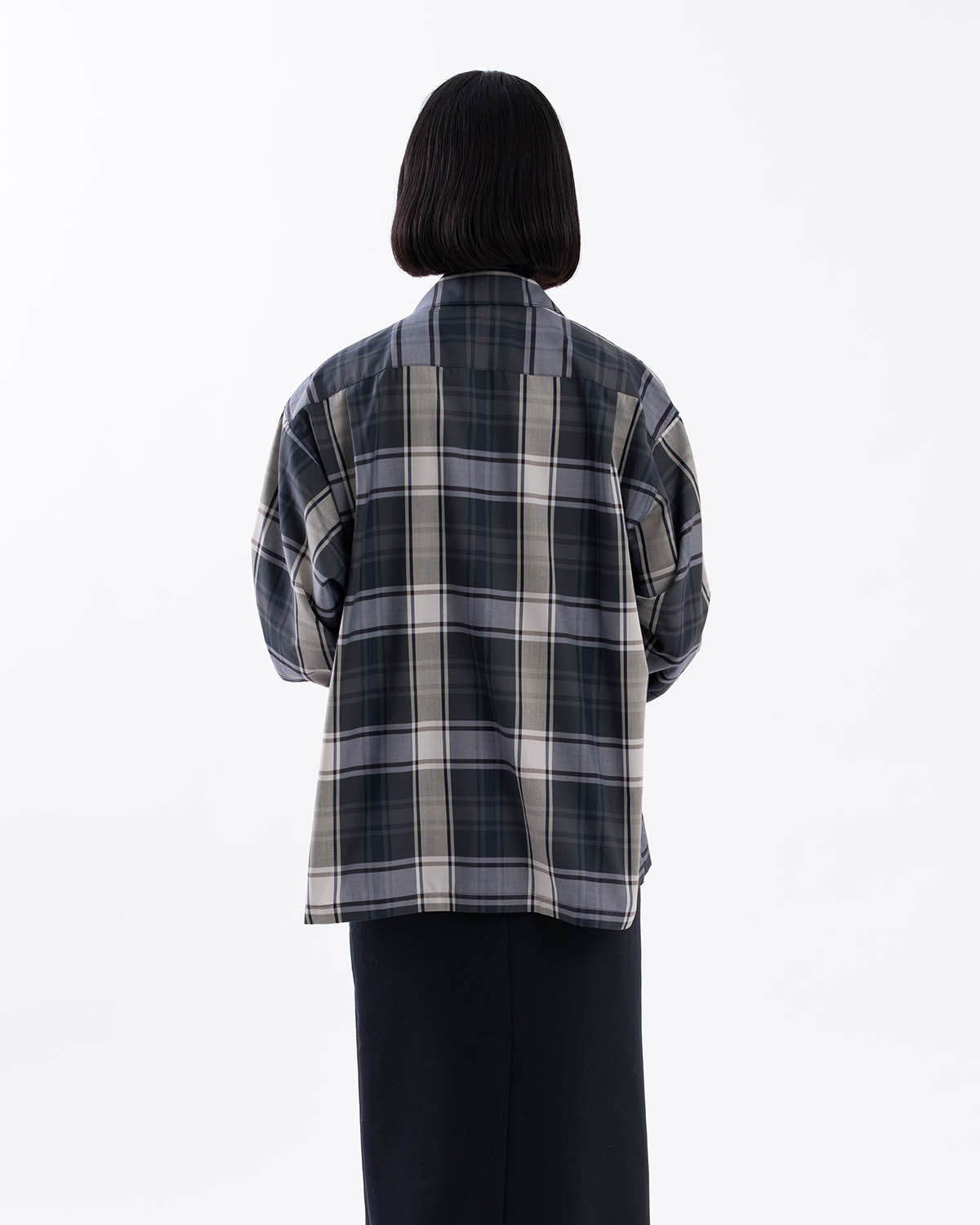 W's TECH SPORTS OPEN COLLAR SHIRT L/S BIG TARTAN