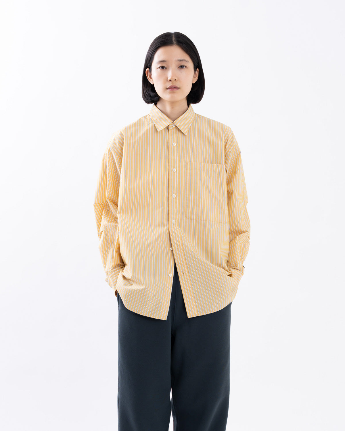 W's TECH REGULAR COLLAR SHIRT L/S STRIPE