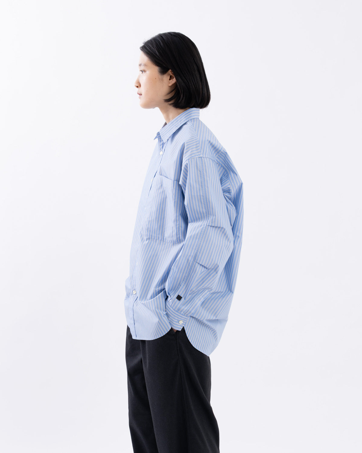 W's TECH REGULAR COLLAR SHIRT L/S STRIPE
