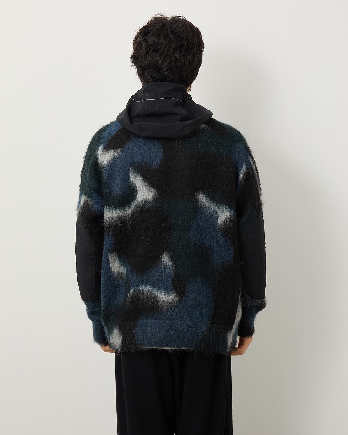 MIX COLOR SHAGGY KNIT HOODIE