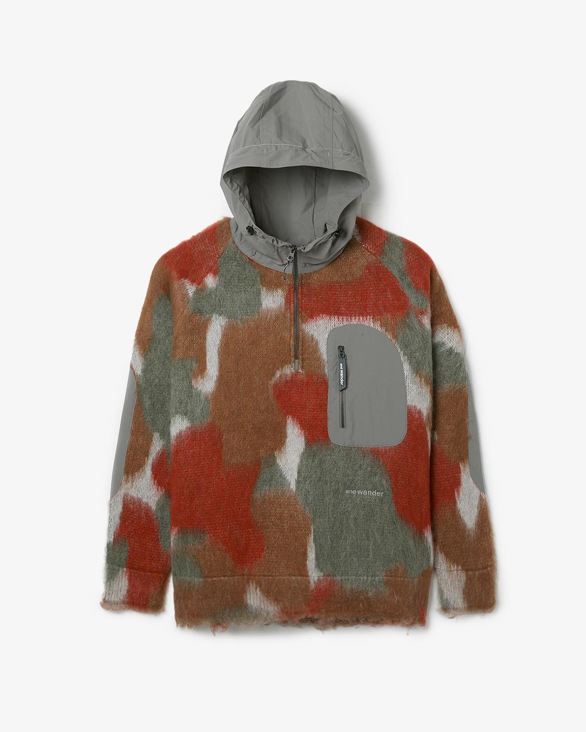 MIX COLOR SHAGGY KNIT HOODIE