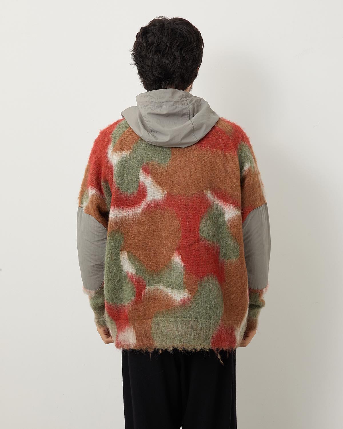 MIX COLOR SHAGGY KNIT HOODIE