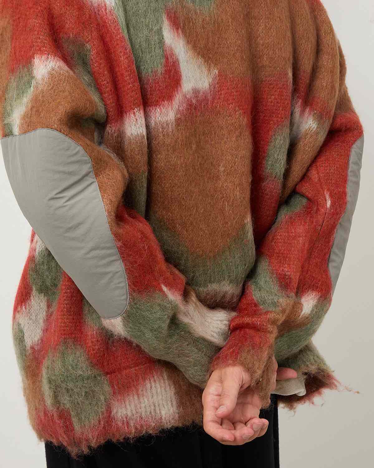 MIX COLOR SHAGGY KNIT HOODIE