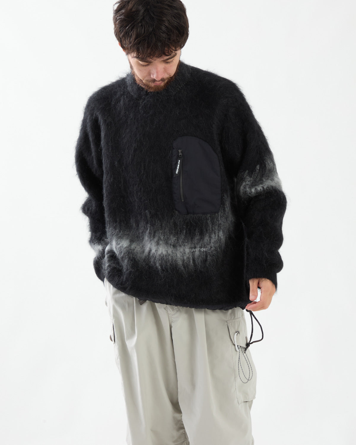 JACQUARD SHAGGY KNIT CREW NECK