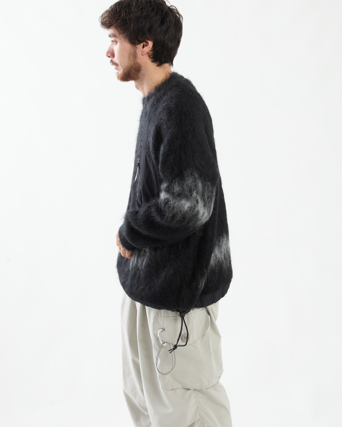 JACQUARD SHAGGY KNIT CREW NECK
