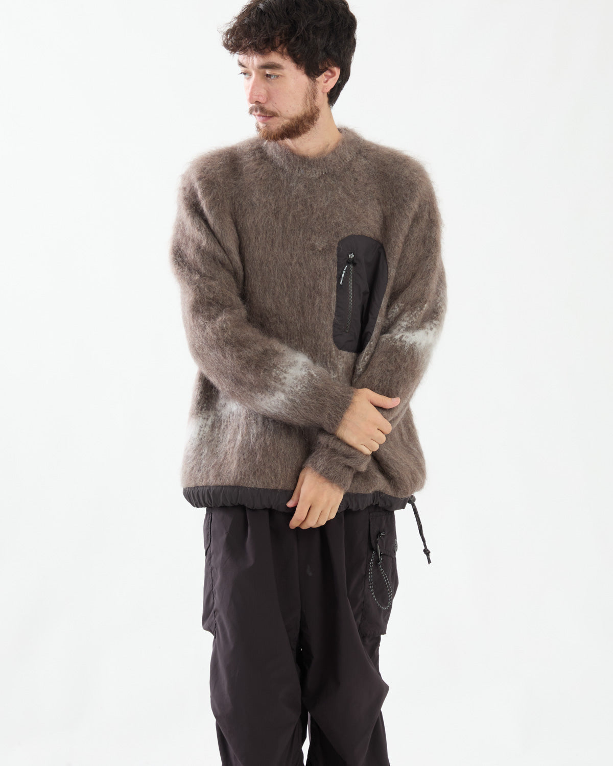 JACQUARD SHAGGY KNIT CREW NECK