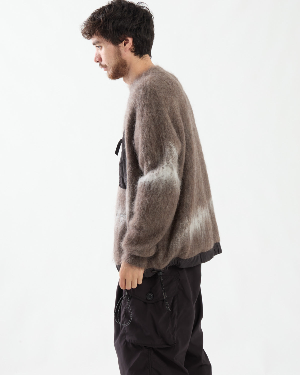 JACQUARD SHAGGY KNIT CREW NECK