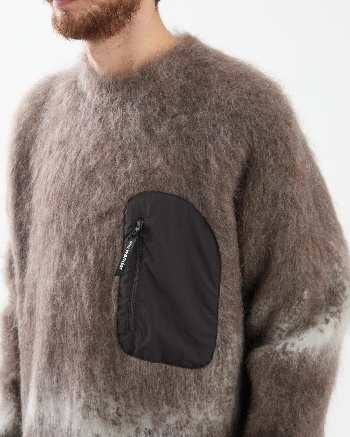 JACQUARD SHAGGY KNIT CREW NECK