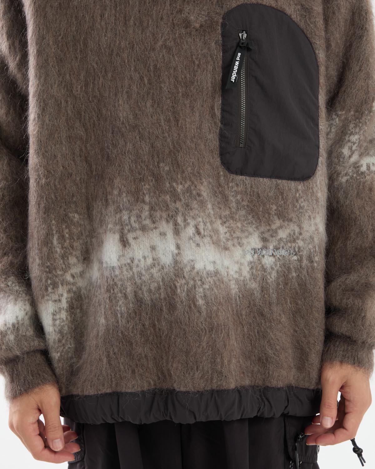 JACQUARD SHAGGY KNIT CREW NECK