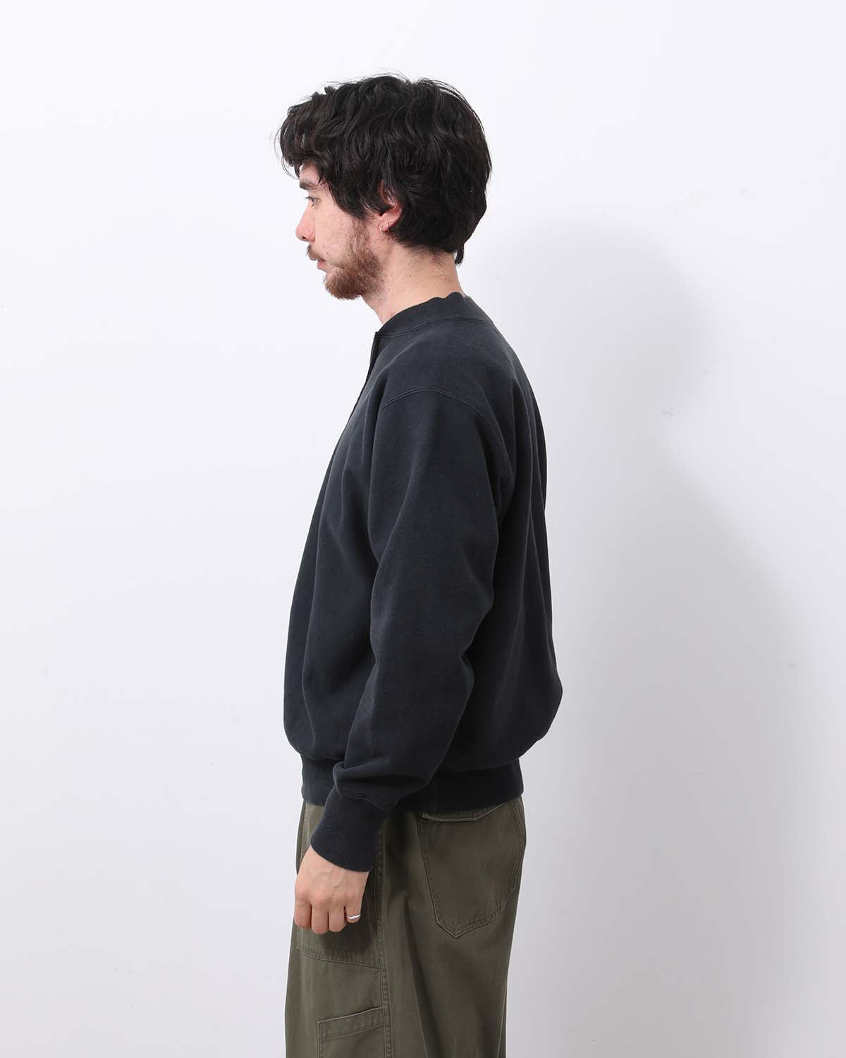 VINTAGE HALF ZIP RIB COLLAR SWEATSHIRT