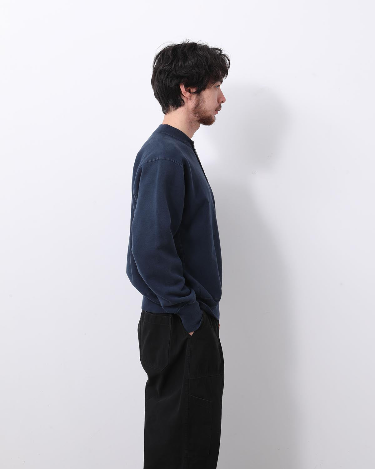 VINTAGE HALF ZIP RIB COLLAR SWEATSHIRT