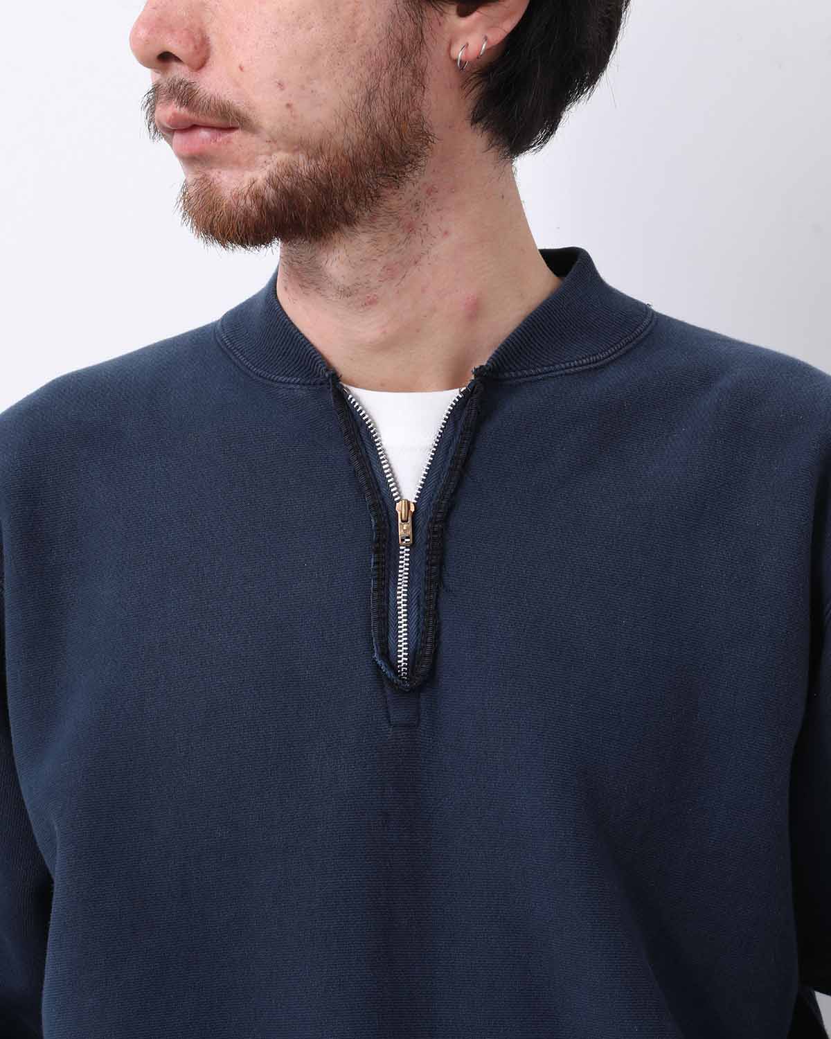 VINTAGE HALF ZIP RIB COLLAR SWEATSHIRT
