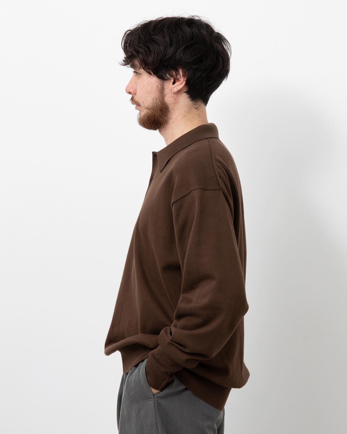 COTTON KNIT L/S POLO SHIRT