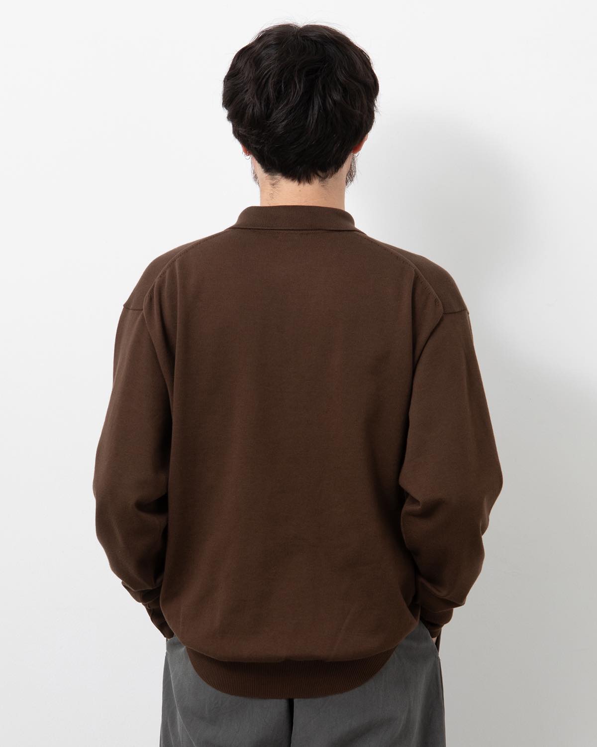 COTTON KNIT L/S POLO SHIRT