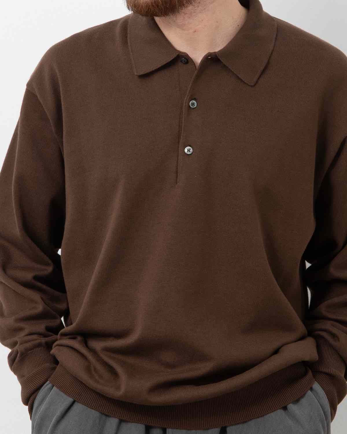 COTTON KNIT L/S POLO SHIRT