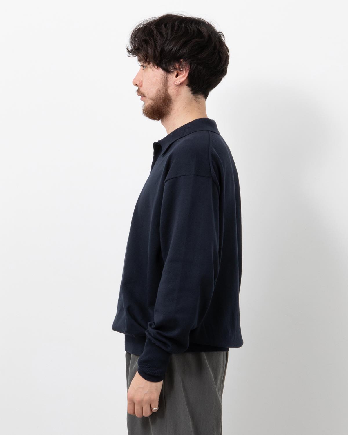 COTTON KNIT L/S POLO SHIRT
