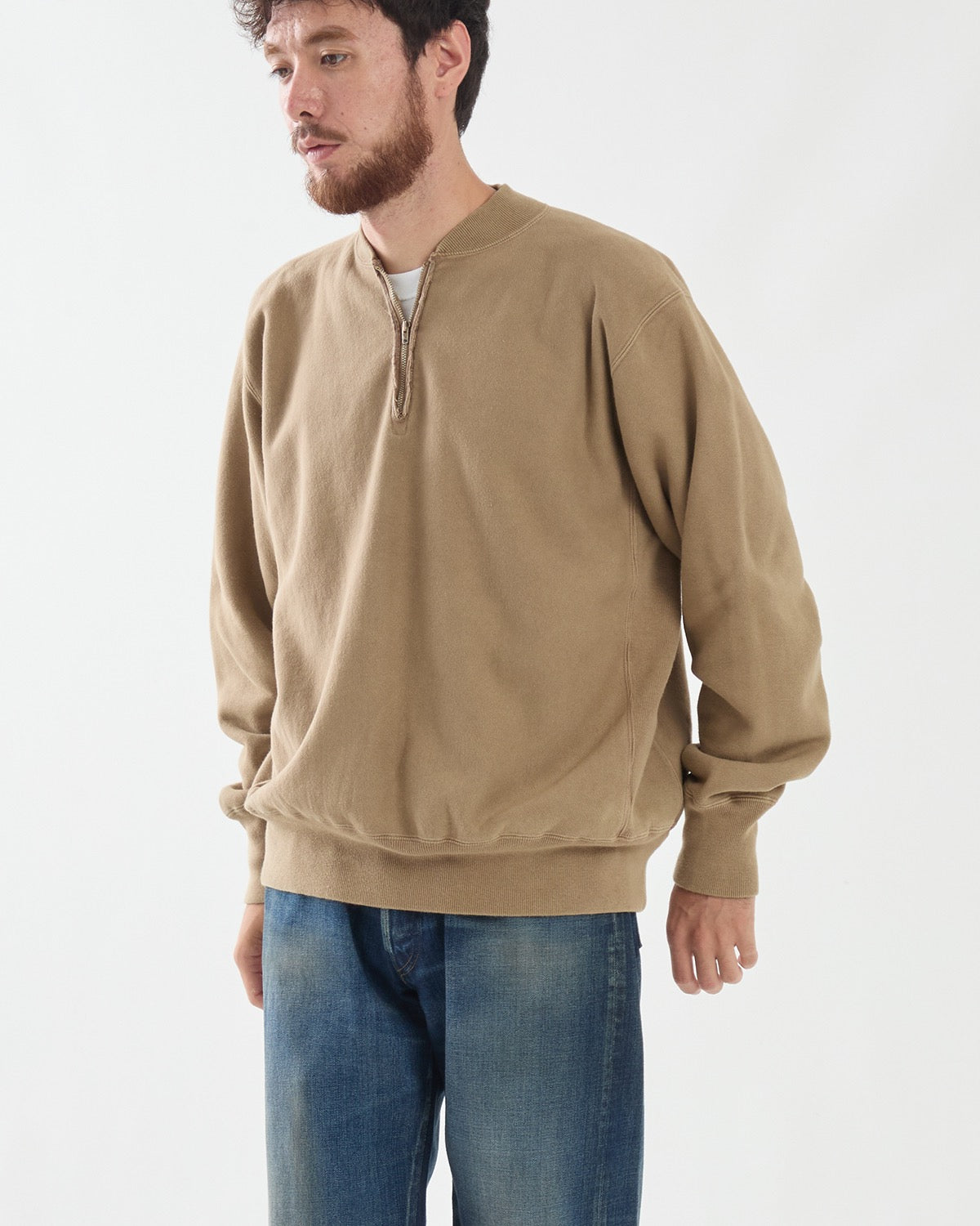VINTAGE HALF ZIP RIB COLLAR SWEATSHIRT