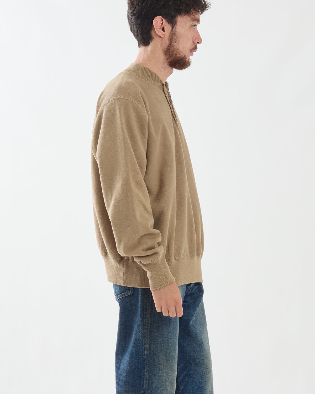 VINTAGE HALF ZIP RIB COLLAR SWEATSHIRT